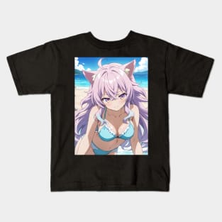 Anime Girl Beach Day Kids T-Shirt